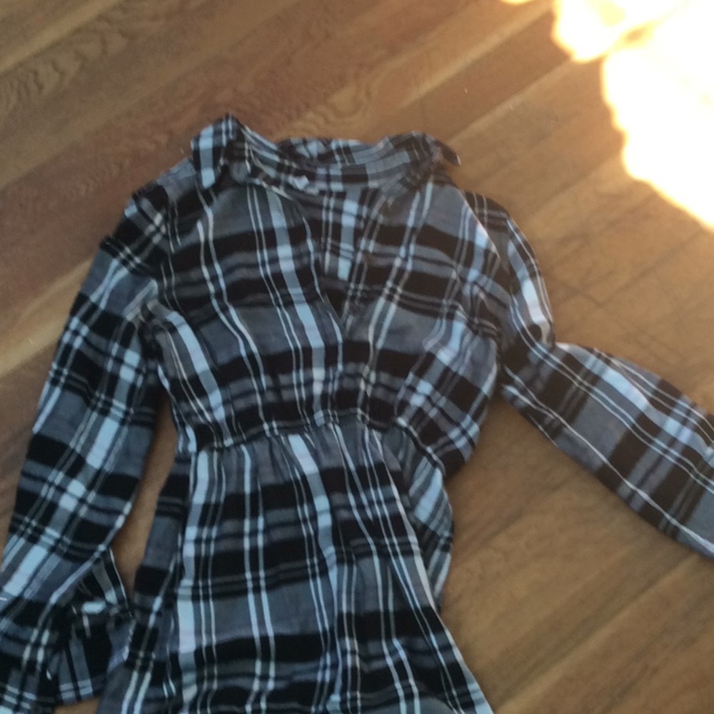 Plaid dress with a button down top